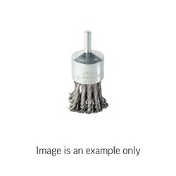End Brush Twist Knot Stainless Steel 0.35mm Wire x 20mm Dia x 6mm Shank Carded